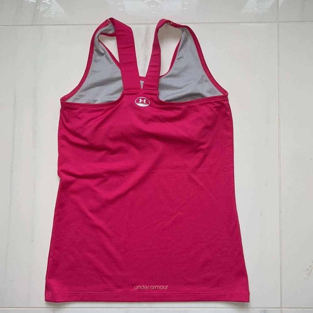 Hot Pink Under Armour Workout Tank with Built-in Shelf Bra Size S - Picture 4 of 4